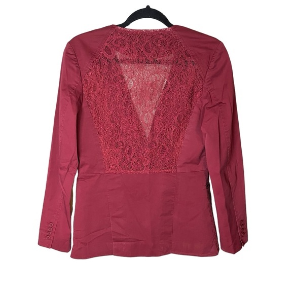 Body by Victoria Maroon Burgundy Blazer Jacket Lace Back One Button Size 10 Wine - Picture 2 of 6